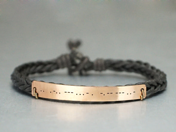 Rose Gold Morse Code Bracelet, Hidden Message Bracelet, Minimalist Jewelry