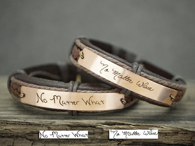 Best Friend Handwriting Bracelets set of two, Signature Bracelets, No Matter Where