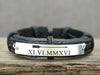 Matching Couple Bracelets, Roman Numeral Bracelet, Date & Arrow Leather Bracelet, His and Hers Gift