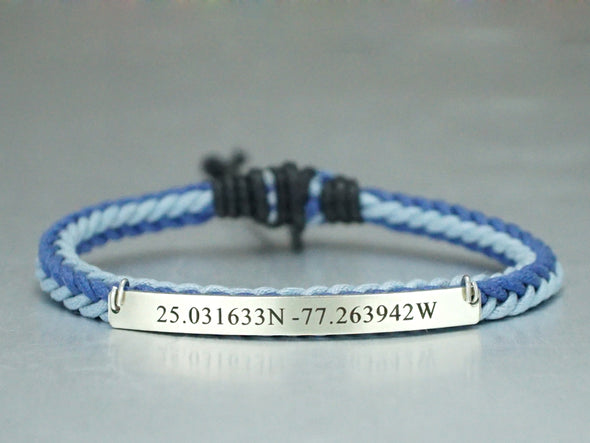  Coordinate Bracelet for her with Blue Braided Cord