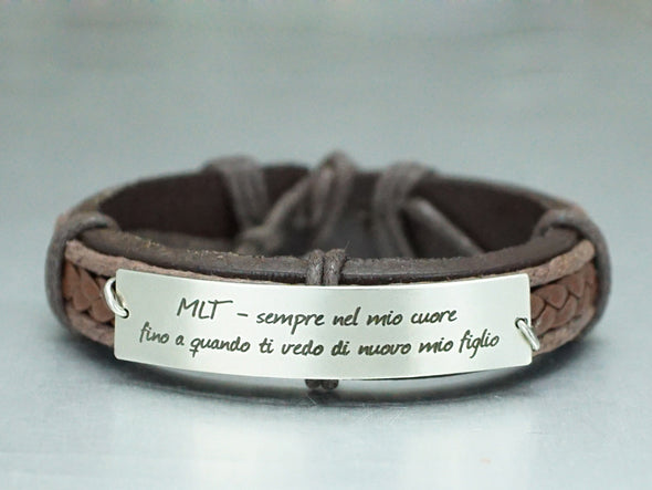 Memorial Bracelet, Latin Quote Engraved Bracelet, Custom Leather Bracelet