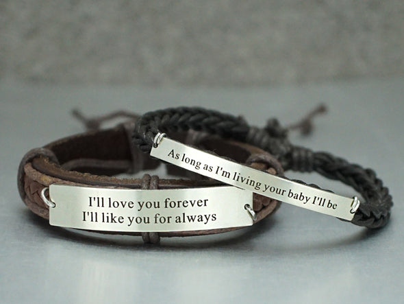 Matching Couple Bracelets, His and Her Bracelet, Personalized Quote Bracelet