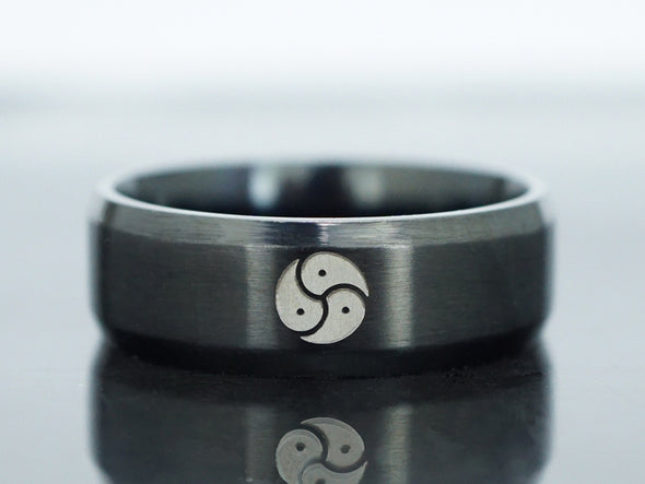 BDSM Triskelion Band, Triskele Emblem Ring, Personalized symbol Ring