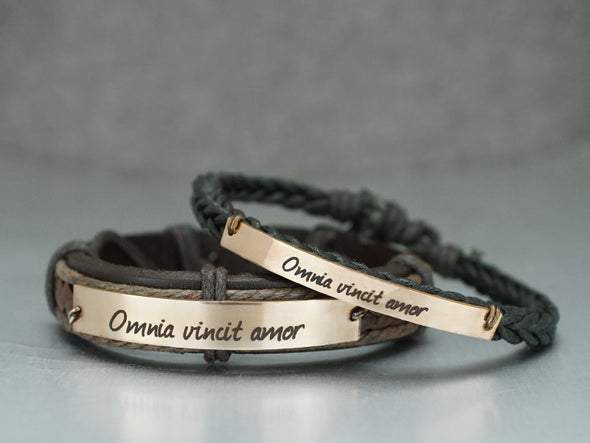 Couple Bracelets- Omnia vincit amor, His and Her Bracelet