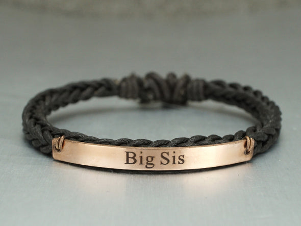3 Sisters Bracelet Set, Sister Jewelry, Engraved Bracelet, Dainty Cord Braided Bracelet, Sister Gift
