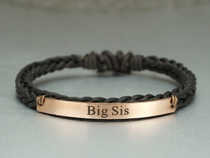 Sisters Bracelet Set, Sister Jewelry, Engraved Bracelet, Dainty Cord Braided Bracelet, Sister Gift