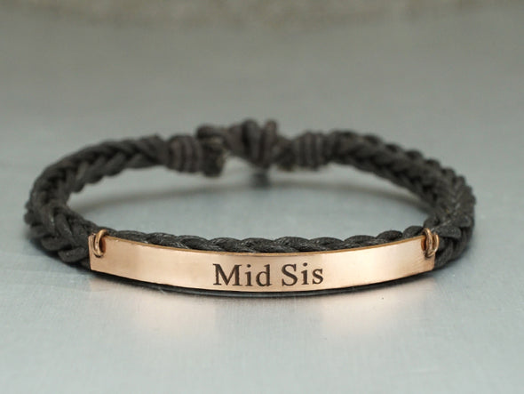 3 Sisters Bracelet Set, Sister Jewelry, Engraved Bracelet, Dainty Cord Braided Bracelet, Sister Gift