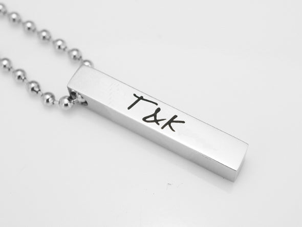 Initial Necklace, Custom Name Necklace, 4 Sided Bar Necklace