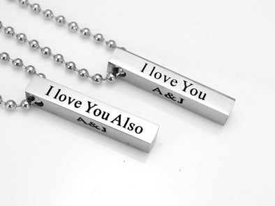 I Love You Couples Necklace Set, His and Her Necklace, I Love You Necklace