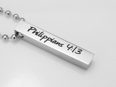 Bible Verse Necklace- Philippians4:13, Custom Scripture Necklace