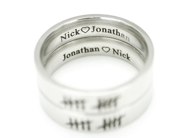 Notch Anniversary Band Ring, Engagement Ring, Custom Ring, His and Hers Rings, Tick Couple Ring Set
