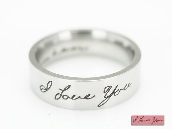 I Love You Custom Handwriting Ring, Memorial Signature Ring