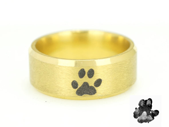 Gold Actual Dog Paw Print Ring, Pet Ring, Pet Lover Ring