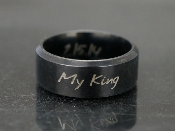 Mens Ring, My King Ring, Promise Ring For Him, Black Engraved Bracelet