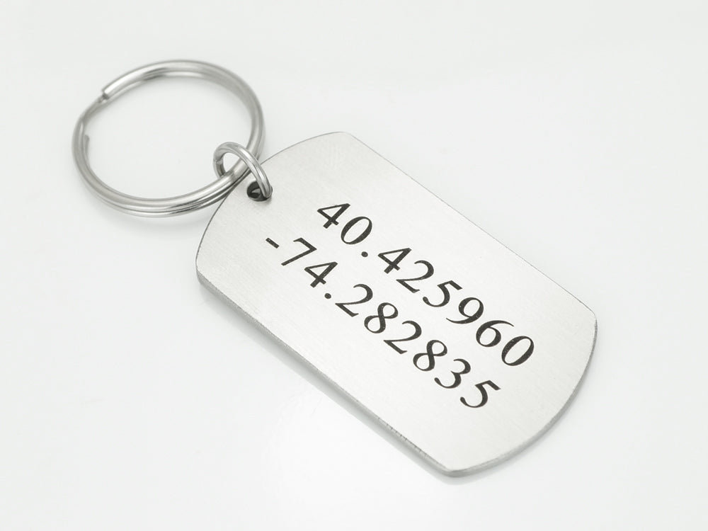 Bar Keychain,personalized Keychain,coordinates Keychain, Latitude Longitude  Keychain,gps Keychain His Hers Gift,customize Keychain,key Ring 