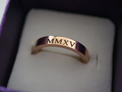 Custom Roman Numeral Ring, Womens Ring, Rose Gold Promise Ring