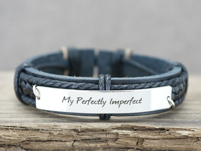 Perfectly Imperfect Bracelet, Custom Quote Engraved Bracelet