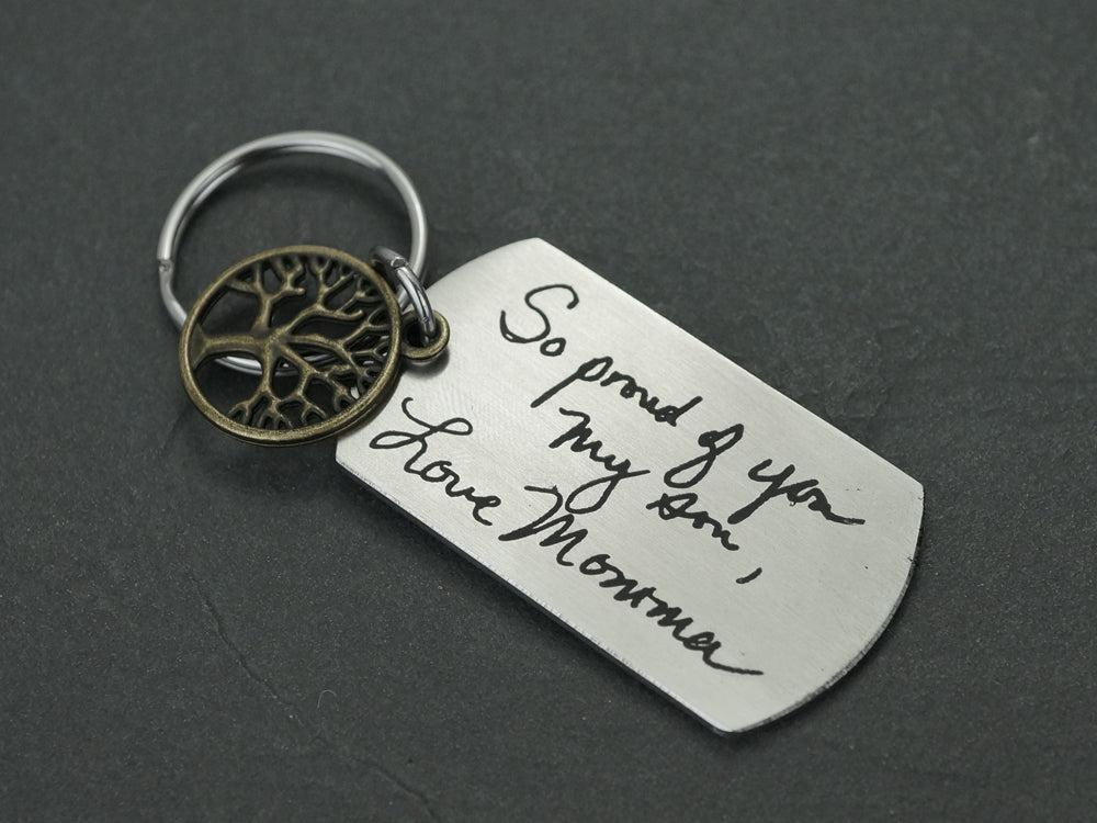 Handwriting Keychain, Memorial Signature Keychain, Life Tree Keychain,