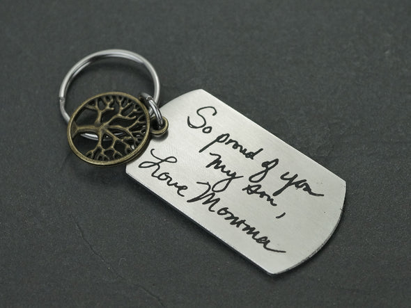 Handwriting Keychain, Memorial Signature Keychain, Life Tree Keychain