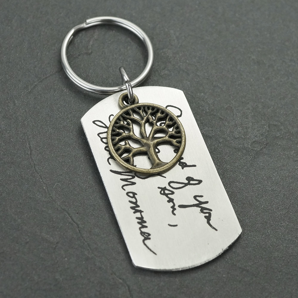 Handwriting Keychain, Memorial Signature Keychain, Life Tree Keychain,