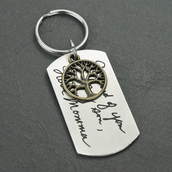 Handwriting Keychain, Memorial Signature Keychain, Life Tree Keychain