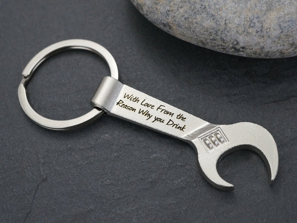Personalized Bottle Opener Keychain, Wrench Key Chain, Engraved Keychain