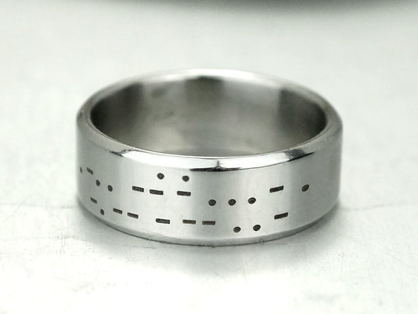 I Love You Morse Code Ring, Mens Ring, Hidden Message Ring, Secret Message Band Ring, Promise Ring