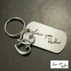 Love PawPaw Handwriting Keychain, Signature & Double Hearts Keychain, Christmas Gift for grandfather
