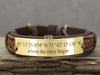 Custom Coordinates Bracelet, Mens Leather Cuff, Where the story began, Quote Engraved Bracelet