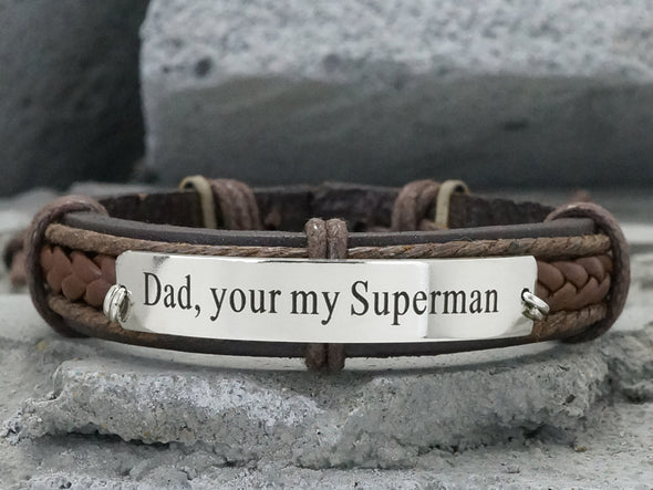 You are My Batman Bracelet, Superhero Bracelet, Fathers Day Gift, Custom Mens Engraved Leather Cuff