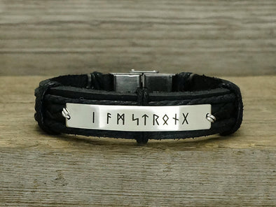Rune Bracelet, Viking Bracelet, Custom Mens Leather Bracelet, Engraved Bracelet, Norse Bracelet