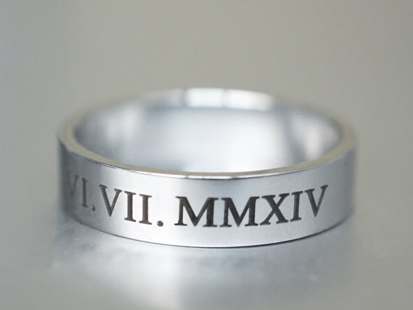 TimJeweler Custom Silver Roman Numeral Ring