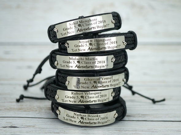 Graduation Gift, Bracelet for Classmate- High School/College, Personalized Leather Band