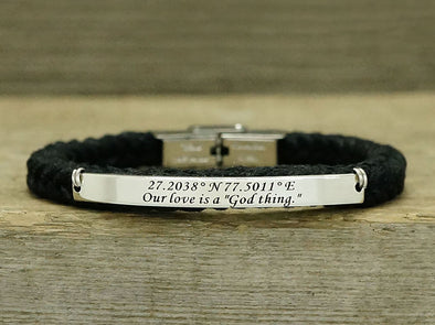 thin coordinate latitude longitude bracelet for women