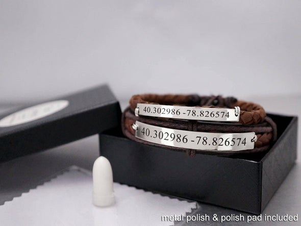 Coordinate Bracelet For Him  Rugged Gifts