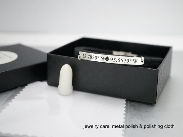 Custom Coordinate Bracelet for Women, Latitude Longitude Gifts, Location Engraved, Thin Cord Cuff