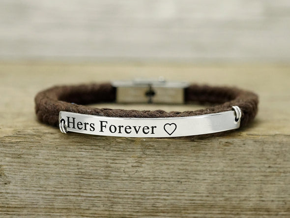 His and Her Forever Always Bracelets, Anniversary Couple Bracelets, Cord Braided Bracelet