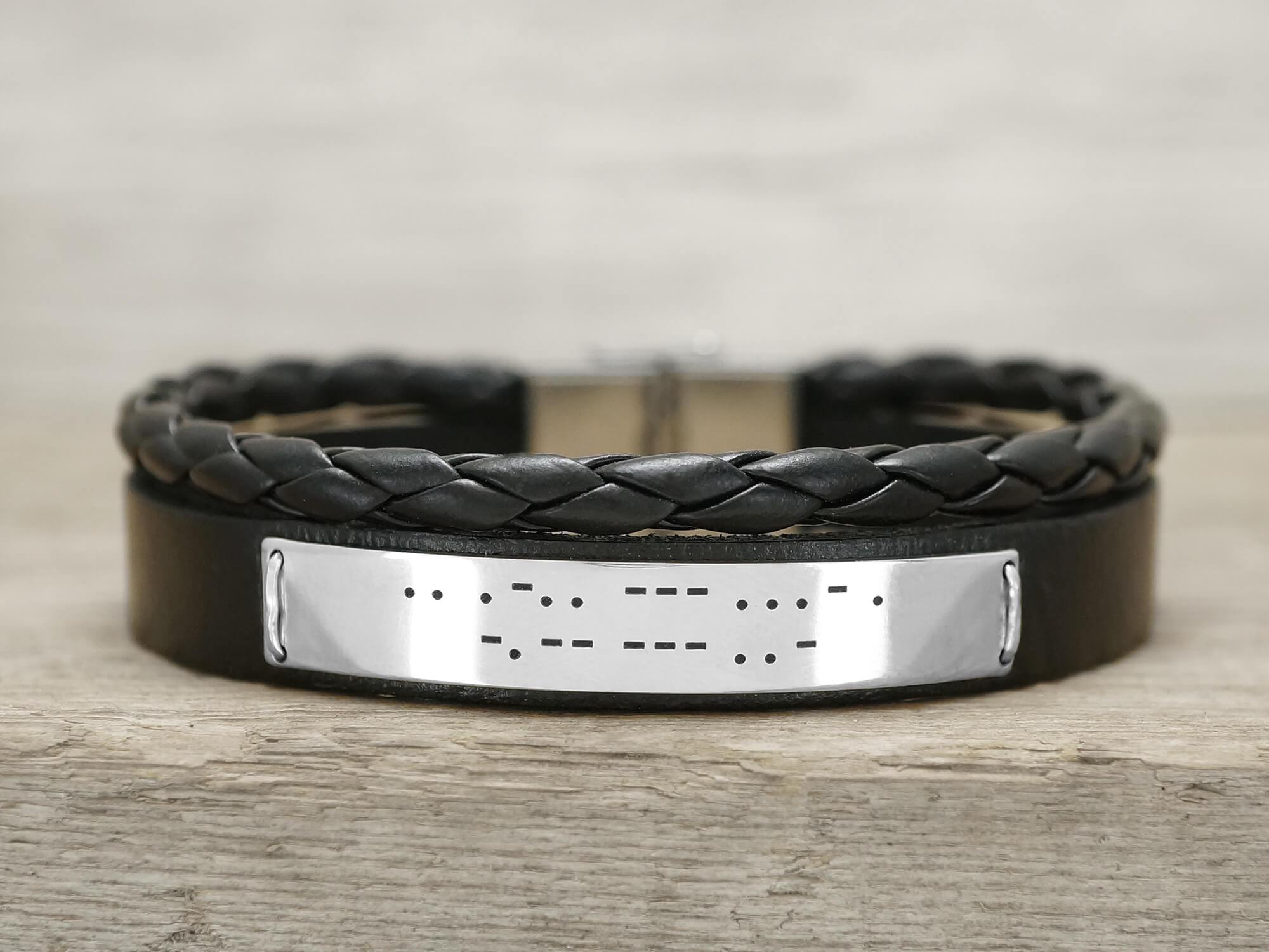 Buy Revere Men's Black Leather Stainless Steel Braided Bracelet | Mens  bracelets | Argos
