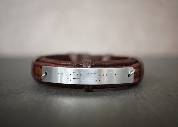 I Love You Bracelet in Morse Code, Hidden Message Bracelet, Mens Leather Bracelet