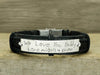 Custom Handwriting Bracelet, Coordinate Engraved Bracelet, Memorial Signature Bracelet, Leather Cuff