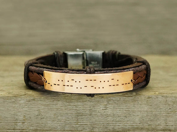 Hidden Message Bracelet, Morse Code Bracelet, Butterfly Bracelet, Secret Code Engraved Leather Cuff