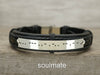 Mens Morse Code Bracelet Leather, Hidden Message Engraved, Soulmate Jewelry for Him