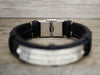 Personalized Mens Leather Bracelet, Custom Coordinate Bracelet, Leather Date Engraved Bracelet