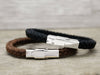 Personalized Initial Bracelet, Skinny Name Bar Bracelet, Dark Brown Cord Braided Engraved Bracelet