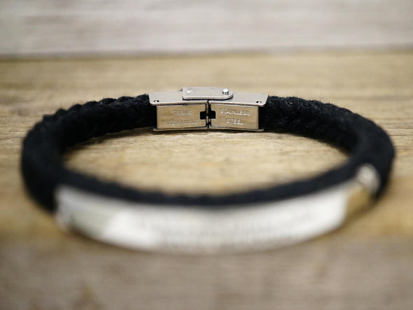 Custom Coordinates Bracelet Compass Rose Engraved, latitude longitude bracelet, Braided Cord