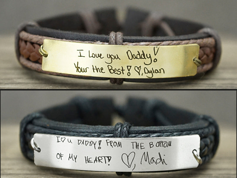 Buy Dad Bracelet, Dad Custom Gift From Kids, Men Bracelet Name, Leather  Bracelet for Men, Personalized Gift for Dad, Kids Name Bracelet Online in  India - Etsy